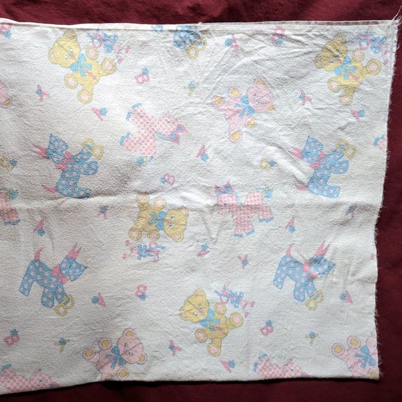 Vintage Flannel Receiving Blanket - Scotty Dogs and Teddy Bears - c mid-1970s - Picture 2 of 3